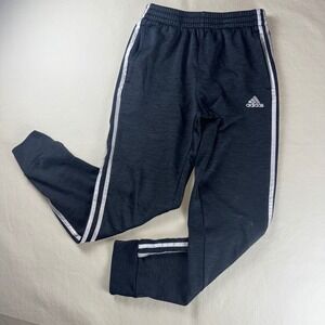 Adidas Boys Joggers Gray White Triple Stripe Fleece Sweatpants Size M 10/12